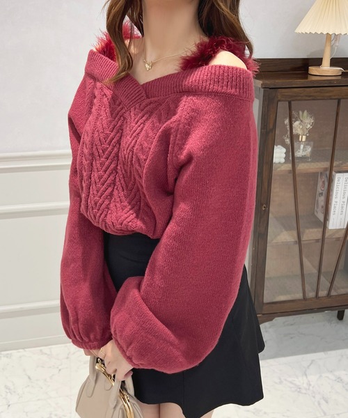 フェイクファーつきケーブルニット【ZOZOTOWN限定アイテム】（ニット