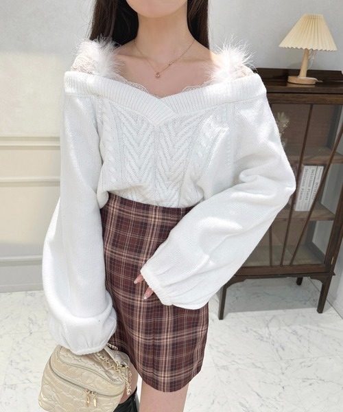 フェイクファーつきケーブルニット【ZOZOTOWN限定アイテム】（ニット