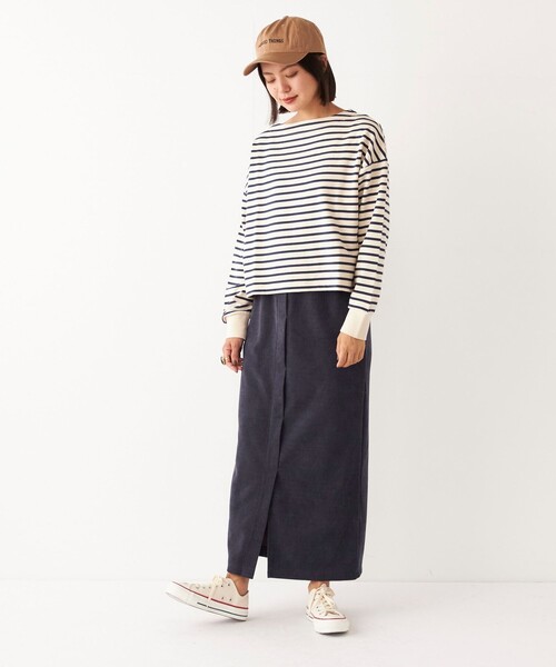 SHIPS Colors(シップス カラーズ)の「SHIPS Colors:〈洗濯機可能〉カット コーデュロイ タイト スカート(スカート・レディース・ベージュ/オフホワイト/ネイビー・ONE SIZE)」の8枚目の写真