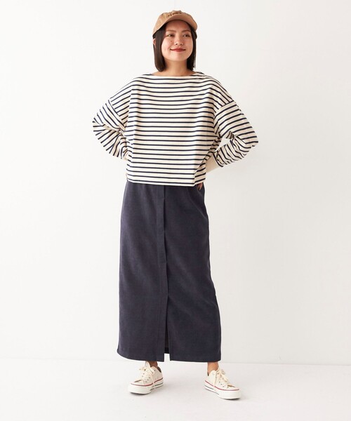 SHIPS Colors(シップス カラーズ)の「SHIPS Colors:〈洗濯機可能〉カット コーデュロイ タイト スカート(スカート・レディース・ベージュ/オフホワイト/ネイビー・ONE SIZE)」の9枚目の写真