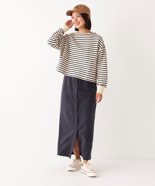 SHIPS Colors(シップス カラーズ)の「SHIPS Colors:〈洗濯機可能〉カット コーデュロイ タイト スカート(スカート・レディース・ベージュ/オフホワイト/ネイビー・ONE SIZE)」の11枚目の写真