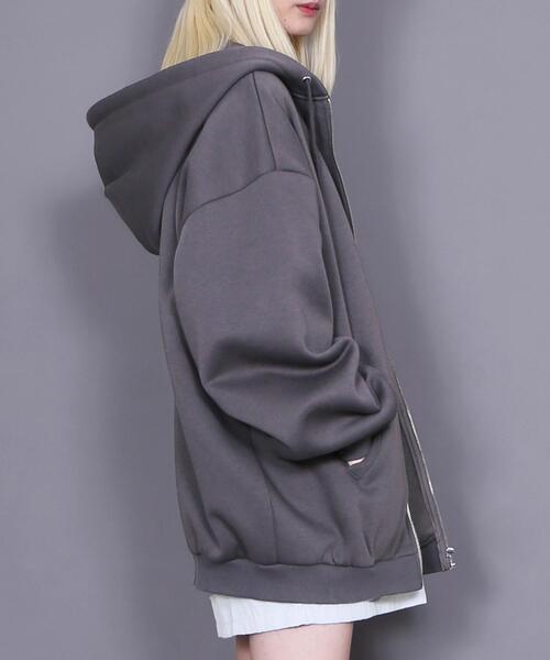 Figments（フィグメンツ）の「裏起毛ビッグZIPパーカー（パーカー・レディース・ブラック/パープル/杢グレー/レッド/スミクロ・LARGE/X-LARGE）」の19枚目の写真