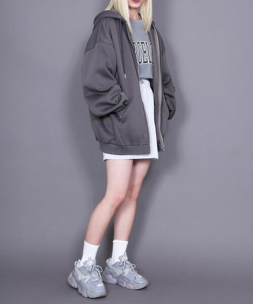 Figments（フィグメンツ）の「裏起毛ビッグZIPパーカー（パーカー・レディース・ブラック/パープル/杢グレー/レッド/スミクロ・LARGE/X-LARGE）」の21枚目の写真