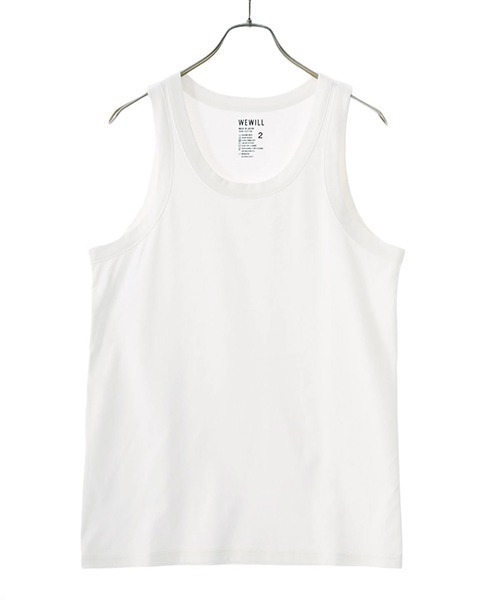 WEWILL（ウィーウィル）の「WEWILL / ウィーウィル：FOUNDATION TANKTOP：W-012-8013[COR]（タンクトップ・メンズ・ホワイト/ライトグレー/チャコールグレー・2/3）」の2枚目の写真