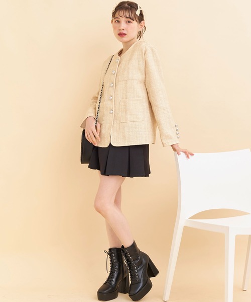 titty＆Co. PETIT（ティティアンドコープティ）の「【titty&Co.PETIT 】ツイードノーカラージャケット（その他アウター・レディース・パープル/オレンジ・FREE）」の5枚目の写真