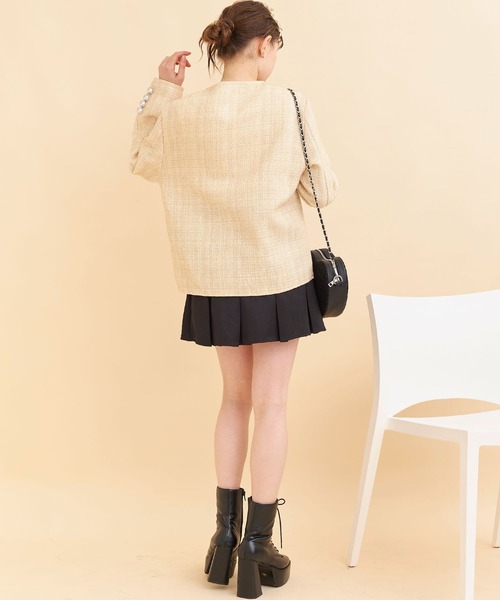 titty＆Co. PETIT（ティティアンドコープティ）の「【titty&Co.PETIT 】ツイードノーカラージャケット（その他アウター・レディース・パープル/オレンジ・FREE）」の9枚目の写真