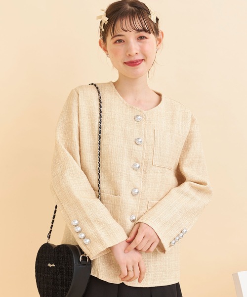 titty＆Co. PETIT（ティティアンドコープティ）の「【titty&Co.PETIT 】ツイードノーカラージャケット（その他アウター・レディース・パープル/オレンジ・FREE）」の12枚目の写真