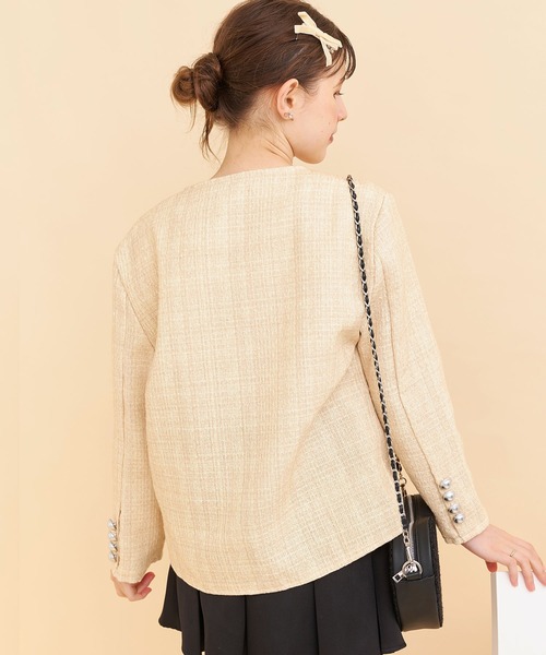 titty＆Co. PETIT（ティティアンドコープティ）の「【titty&Co.PETIT 】ツイードノーカラージャケット（その他アウター・レディース・パープル/オレンジ・FREE）」の14枚目の写真