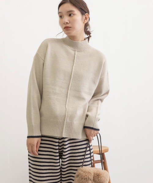 POU DOU DOU（プードゥドゥ）の「サイドスリットハイネックニット（ニット/セーター・レディース・ライトブルー/ピンク/オートミール/ブルー・3）」の6枚目の写真