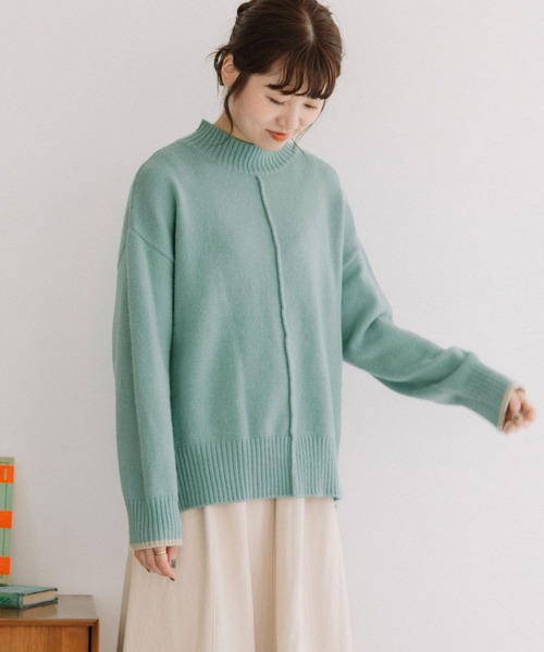 POU DOU DOU（プードゥドゥ）の「サイドスリットハイネックニット（ニット/セーター・レディース・ライトブルー/ピンク/オートミール/ブルー・3）」の10枚目の写真