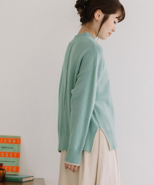 POU DOU DOU（プードゥドゥ）の「サイドスリットハイネックニット（ニット/セーター・レディース・ライトブルー/ピンク/オートミール/ブルー・3）」の11枚目の写真
