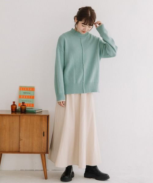POU DOU DOU（プードゥドゥ）の「サイドスリットハイネックニット（ニット/セーター・レディース・ライトブルー/ピンク/オートミール/ブルー・3）」の12枚目の写真