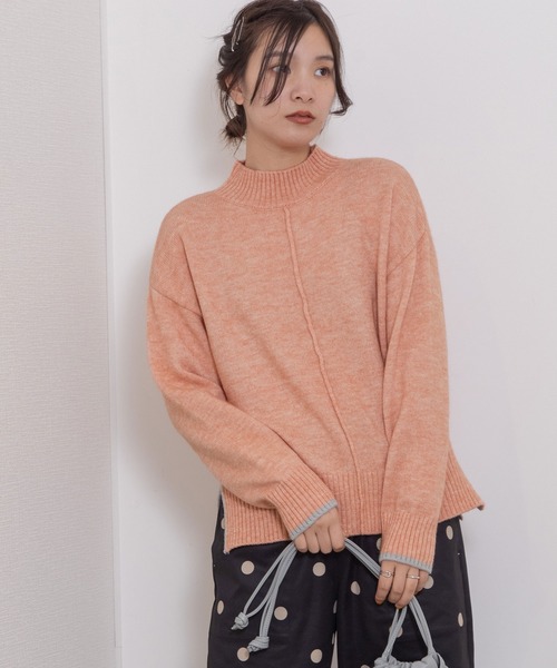 POU DOU DOU（プードゥドゥ）の「サイドスリットハイネックニット（ニット/セーター・レディース・ライトブルー/ピンク/オートミール/ブルー・3）」の14枚目の写真