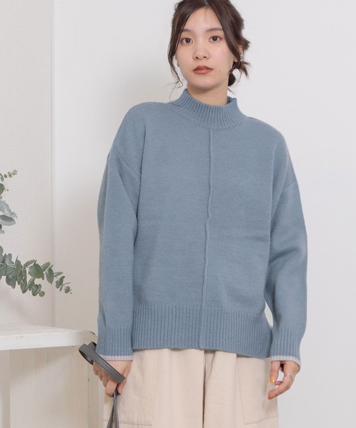 POU DOU DOU（プードゥドゥ）の「サイドスリットハイネックニット（ニット/セーター・レディース・ライトブルー/ピンク/オートミール/ブルー・3）」の22枚目の写真