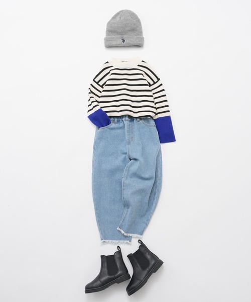 CIAOPANIC TYPY(チャオパニックティピー)の「【KIDS】袖配色リブニットプルオーバー(ニット/セーター・キッズ・アイボリー/グレー/オフホワイト・XL/S/M/XXL/L)」の4枚目の写真