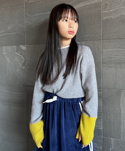 CIAOPANIC TYPY(チャオパニックティピー)の「【KIDS】袖配色リブニットプルオーバー(ニット/セーター・キッズ・アイボリー/グレー/オフホワイト・XL/S/M/XXL/L)」の19枚目の写真