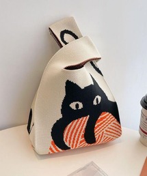 LA VORAGINE | バイカラーニットトートバッグ クラッチバッグ ハンドバッグ(ハンドバッグ)