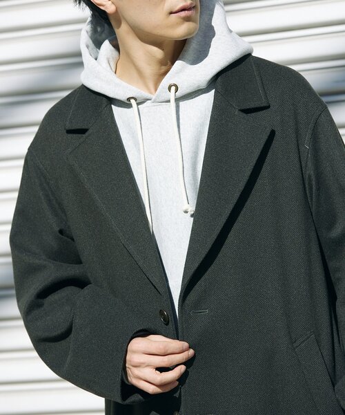 JOURNAL STANDARD relume（ジャーナルスタンダード　レリューム）の「TECH MELTON シングル Aラインコート（ステンカラーコート・メンズ・ブラック/カーキ・MEDIUM/LARGE）」の7枚目の写真