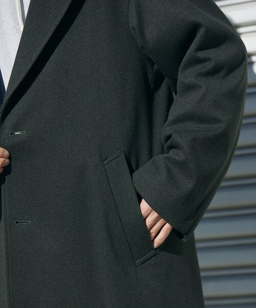 JOURNAL STANDARD relume（ジャーナルスタンダード　レリューム）の「TECH MELTON シングル Aラインコート（ステンカラーコート・メンズ・ブラック/カーキ・MEDIUM/LARGE）」の11枚目の写真