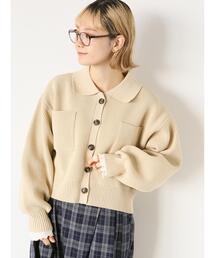 ehka sopo | 襟付スポンジニットカーディガン(カーディガン/ボレロ)