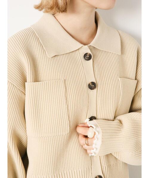 ehka sopo（エヘカソポ）の「襟付スポンジニットカーディガン