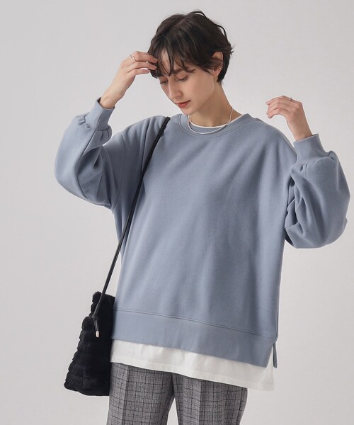SHOO・LA・RUE（シューラルー）の「◆【SHOO WARM】あったか裏起毛 レイヤード風スウェット（スウェット・レディース・ライトグレー/ライトブルー/ブラック/ライトベージュ・00）」の4枚目の写真