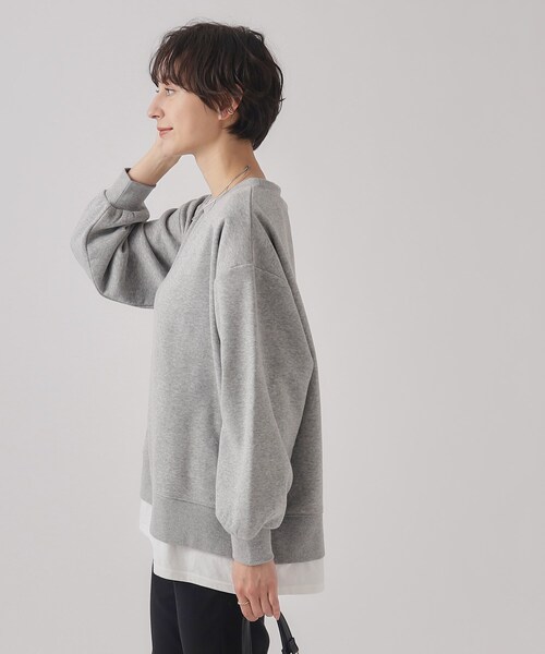 SHOO・LA・RUE（シューラルー）の「◆【SHOO WARM】あったか裏起毛 レイヤード風スウェット（スウェット・レディース・ライトグレー/ライトブルー/ブラック/ライトベージュ・00）」の5枚目の写真