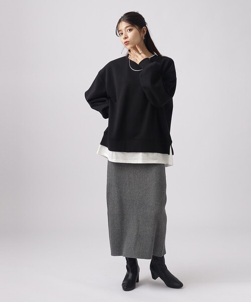 SHOO・LA・RUE（シューラルー）の「◆【SHOO WARM】あったか裏起毛 レイヤード風スウェット（スウェット・レディース・ライトグレー/ライトブルー/ブラック/ライトベージュ・00）」の17枚目の写真