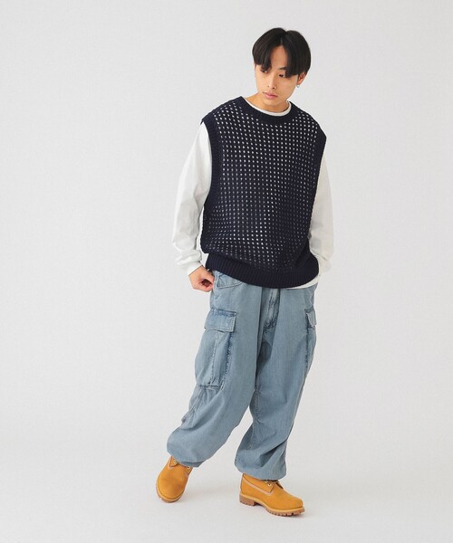 BEAMS（ビームス）の「BEAMS / 5ゲージ メッシュ ベスト（ベスト・メンズ・ネイビー/ナチュラル・S/M/L）」の8枚目の写真