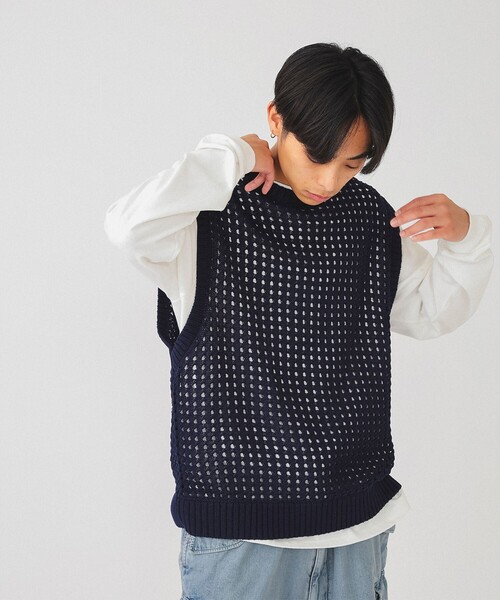 BEAMS（ビームス）の「BEAMS / 5ゲージ メッシュ ベスト（ベスト・メンズ・ネイビー/ナチュラル・S/M/L）」の15枚目の写真