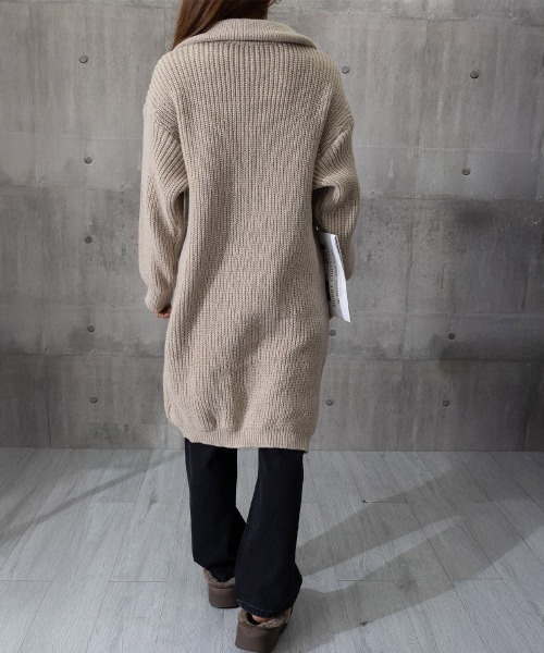 セール】ロングニットカーディガン 厚手レディース（カーディガン