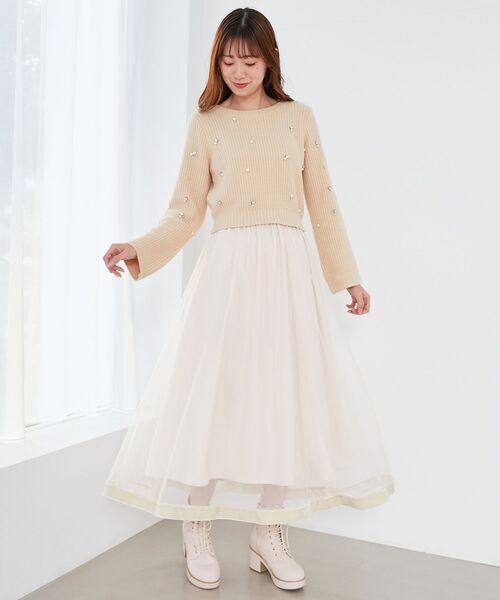 MAJESTIC LEGON(マジェスティックレゴン)の「パールビジューニット(ニット/セーター・レディース・アイボリー/ライトグレー/ベージュ/チャコールグレー・MEDIUM)」の4枚目の写真