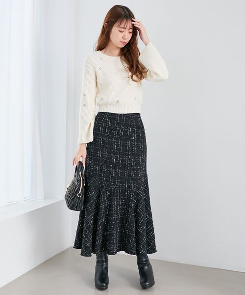 MAJESTIC LEGON(マジェスティックレゴン)の「パールビジューニット(ニット/セーター・レディース・アイボリー/ライトグレー/ベージュ/チャコールグレー・MEDIUM)」の8枚目の写真