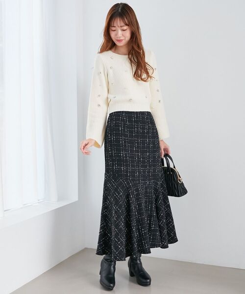 MAJESTIC LEGON(マジェスティックレゴン)の「パールビジューニット(ニット/セーター・レディース・アイボリー/ライトグレー/ベージュ/チャコールグレー・MEDIUM)」の9枚目の写真