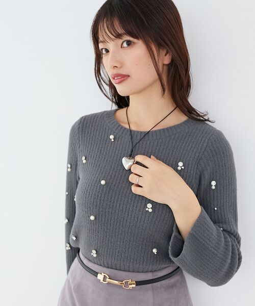 MAJESTIC LEGON(マジェスティックレゴン)の「パールビジューニット(ニット/セーター・レディース・アイボリー/ライトグレー/ベージュ/チャコールグレー・MEDIUM)」の20枚目の写真