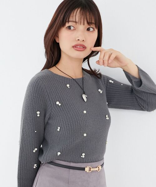 MAJESTIC LEGON(マジェスティックレゴン)の「パールビジューニット(ニット/セーター・レディース・アイボリー/ライトグレー/ベージュ/チャコールグレー・MEDIUM)」の21枚目の写真