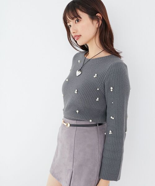 MAJESTIC LEGON(マジェスティックレゴン)の「パールビジューニット(ニット/セーター・レディース・アイボリー/ライトグレー/ベージュ/チャコールグレー・MEDIUM)」の22枚目の写真