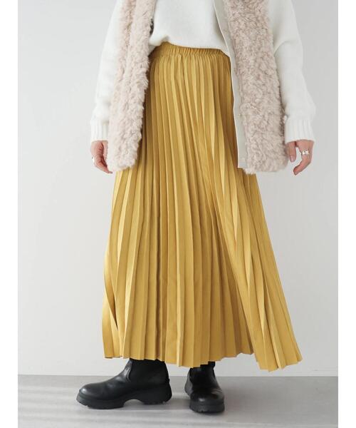 CRAFT STANDARD BOUTIQUE(クラフトスタンダードブティック)の「ピーチアコーディオンプリーツスカート(スカート・レディース・チャコールグレー/イエロー/グレイッシュベージュ/サックスブルー・FREE)」の8枚目の写真