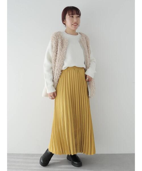 CRAFT STANDARD BOUTIQUE(クラフトスタンダードブティック)の「ピーチアコーディオンプリーツスカート(スカート・レディース・チャコールグレー/イエロー/グレイッシュベージュ/サックスブルー・FREE)」の9枚目の写真