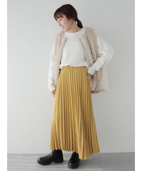 CRAFT STANDARD BOUTIQUE(クラフトスタンダードブティック)の「ピーチアコーディオンプリーツスカート(スカート・レディース・チャコールグレー/イエロー/グレイッシュベージュ/サックスブルー・FREE)」の10枚目の写真