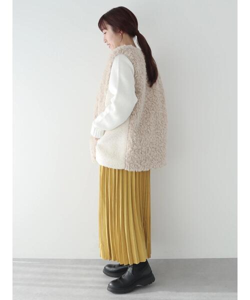 CRAFT STANDARD BOUTIQUE(クラフトスタンダードブティック)の「ピーチアコーディオンプリーツスカート(スカート・レディース・チャコールグレー/イエロー/グレイッシュベージュ/サックスブルー・FREE)」の11枚目の写真
