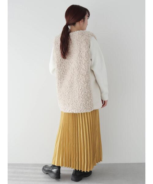 CRAFT STANDARD BOUTIQUE(クラフトスタンダードブティック)の「ピーチアコーディオンプリーツスカート(スカート・レディース・チャコールグレー/イエロー/グレイッシュベージュ/サックスブルー・FREE)」の12枚目の写真