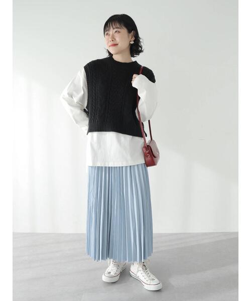 CRAFT STANDARD BOUTIQUE(クラフトスタンダードブティック)の「ピーチアコーディオンプリーツスカート(スカート・レディース・チャコールグレー/イエロー/グレイッシュベージュ/サックスブルー・FREE)」の15枚目の写真