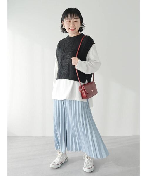 CRAFT STANDARD BOUTIQUE(クラフトスタンダードブティック)の「ピーチアコーディオンプリーツスカート(スカート・レディース・チャコールグレー/イエロー/グレイッシュベージュ/サックスブルー・FREE)」の16枚目の写真