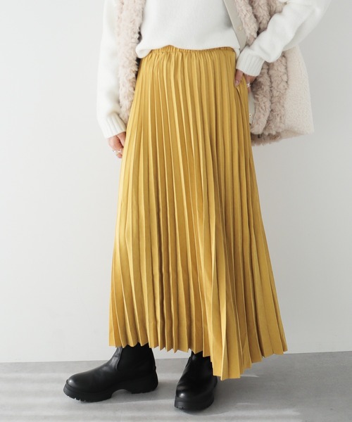 CRAFT STANDARD BOUTIQUE(クラフトスタンダードブティック)の「ピーチアコーディオンプリーツスカート(スカート・レディース・チャコールグレー/イエロー/グレイッシュベージュ/サックスブルー・FREE)」の4枚目の写真