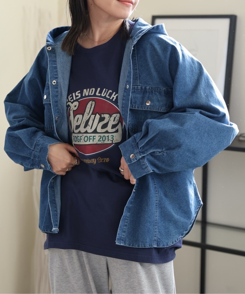 ULEULA（ウルア）の「デニムフードオーバーブルゾン（デニムジャケット・レディース・ブルー/サックスブルー・FREE）」の15枚目の写真