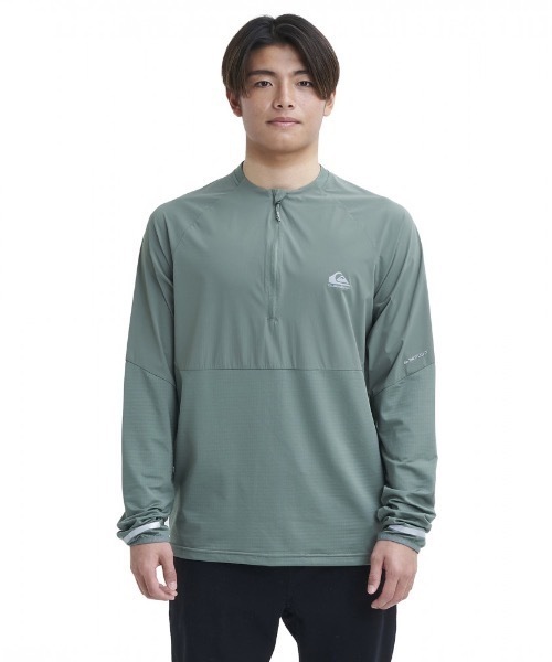 【セール】KEEP THE PACE LS TEE/クイックシルバー吸汗速乾ワンポイントブランドロゴハーフZIPトレーニングカットソー（Tシャツ/カットソー）｜Quiksilver（クイックシルバー）