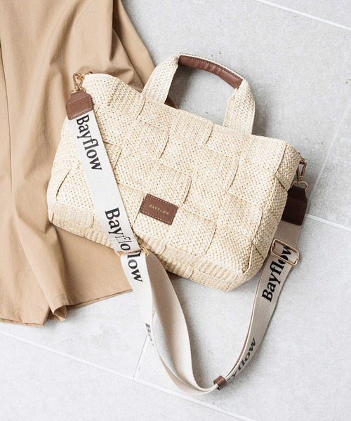 BAYFLOW（ベイフロー）の「[ファスナー付き]ロゴショルダーザツザイメッシュ（トートバッグ・レディース・ライトブラウン/ナチュラル・FREE）」の22枚目の写真