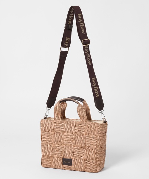 BAYFLOW（ベイフロー）の「[ファスナー付き]ロゴショルダーザツザイメッシュ（トートバッグ・レディース・ライトブラウン/ナチュラル・FREE）」の11枚目の写真