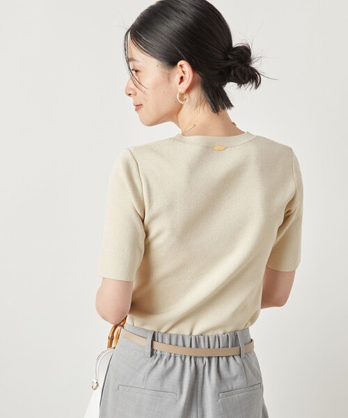 NOLLEY’S Sophi(ノーリーズソフィ)の「《手洗い可能》《アンサンブル対応》ラメ総針5分袖プルオーバーニット(ニット/セーター・レディース・ブラック/ゴールド/サックスブルー/シルバー・38/36)」の19枚目の写真